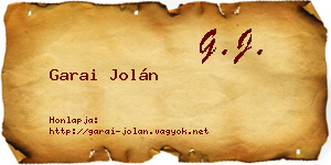 Garai Jolán névjegykártya